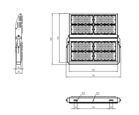 Οδηγημένη κατοικία 800W 960W αλουμινίου κοu'φωμάτων προβολέα Inventronics οδηγός για την υπεραγορά εργοστασίων