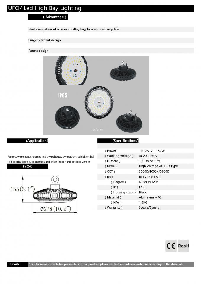 το ufo 150w οδήγησε τον πλήρη φωτισμό κόλπων